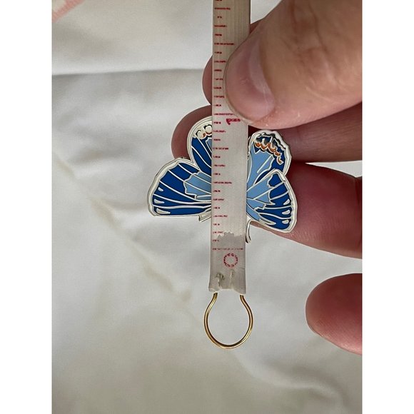 Butterfly Silver and 2-Tone Blue & Corral Color Resin Lapel Pin / Brooch - Picture 9 of 10